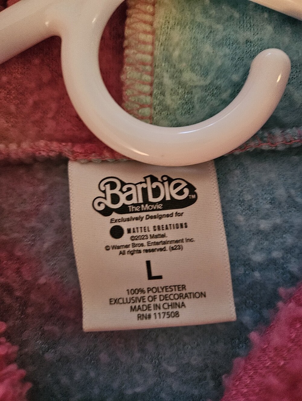 Barbie The Movie Tie-Dye Fleece Pullover - Pink, Teal, Purple - Picture 3 of 3